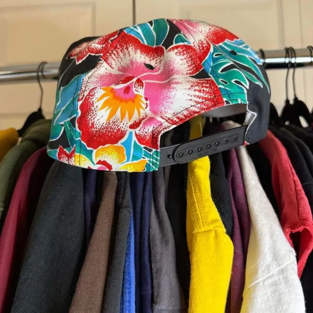 Vintage Nissun Fisher Farmers Grain Snapback Hat Tropical Floral